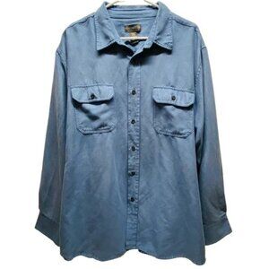 Covington Brushed Twill Button-Up Shirt Men's‎ XL Steel Blue Long Sleeve GUC
